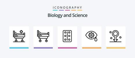 paquete de iconos de la línea 5 de biología, incluidos los peligrosos. biología. nariz. bioquímica. química. diseño de iconos creativos vector