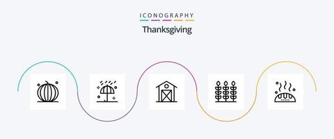 gracias dando el paquete de iconos de la línea 5 que incluye dar. trigo. paraguas. acción de gracias. granja vector