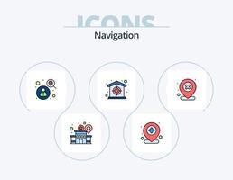 Navigation Line Filled Icon Pack 5 Icon Design. location. pin. internet. map. shop vector