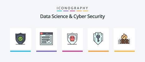 Data Science And Cyber Security Line Filled 5 Icon Pack Including password. hack. banking. email. secure. Creative Icons Design vector