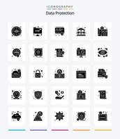 paquete de iconos negros sólidos de 25 glifos de protección de datos creativos, como seguridad. seguridad. insignia. ubicación. gdpr vector