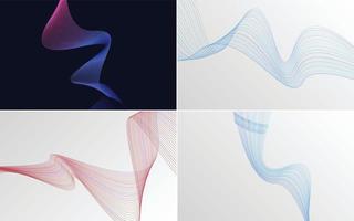 Set of 4 abstract waving line backgrounds for a professional design. vector