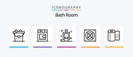 paquete de iconos de la línea 5 de la sala de baño que incluye. baño. baño. secadora. diseño de iconos creativos vector