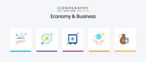 paquete de iconos de 5 planos de economía y negocios que incluye dólar. solución. depósito. reparar. desarrollo. diseño de iconos creativos vector