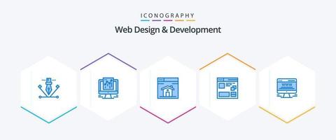 Web Design And Development 25 Blue icon pack including advert. web. web. page. browser vector