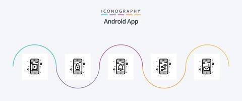 paquete de iconos de la línea 5 de la aplicación de Android que incluye el mensaje. Wifi. interfaz. teléfono inteligente dispositivo vector