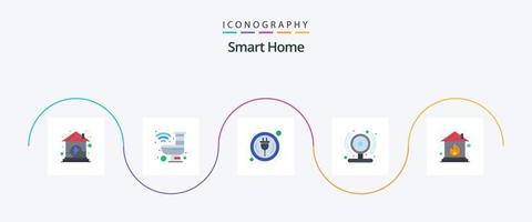Smart Home Flat 5 Icon Pack Including home. web cam. smart. smart cam. wire vector