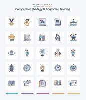 estrategia competitiva creativa y capacitación corporativa Paquete de íconos rellenos de 25 líneas, como negocios. debate. humano. convencer. argumento vector