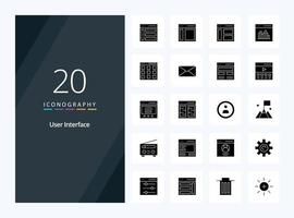 20 User Interface Solid Glyph icon for presentation vector