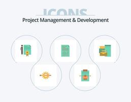 Project Management And Development Flat Icon Pack 5 Icon Design. data. spreadsheet. process. page. document vector