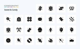 25 Sweet And Candy Solid Glyph icon pack vector