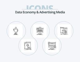 Data Economy And Advertising Media Line Icon Pack 5 Icon Design. ad. telefax. secure. lock vector