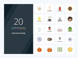 20 Food Flat Color icon for presentation vector