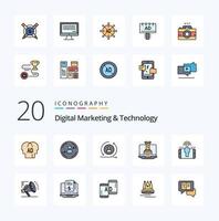 20 Digital Marketing And Technology Line Filled Color icon Pack like user marketing returning didital strategy digital vector