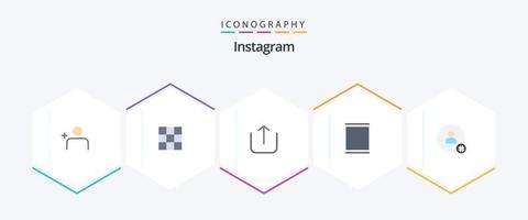 Instagram 25 Flat icon pack including twitter. hash tag. up. follow. sets vector