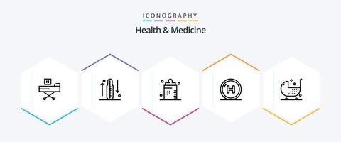 Health and Medicine 25 Line icon pack including health. care. health. form. disease vector