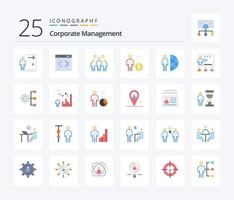 administración corporativa paquete de iconos de 25 colores planos que incluye dinero. gestión. sitio web. negocio. gente vector