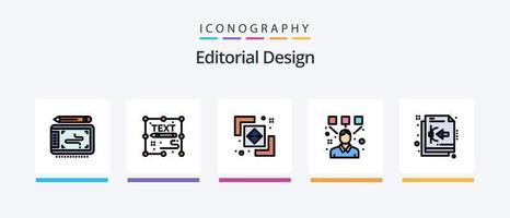 Editorial Design Line Filled 5 Icon Pack Including idea. computer. file type. art. tool. Creative Icons Design vector