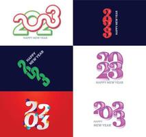 Big Collection of 2023 Happy New Year symbols Cover of business diary for 2023 with wishes vector