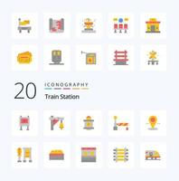 20 Train Station Flat Color icon Pack like bench pin train location train vector