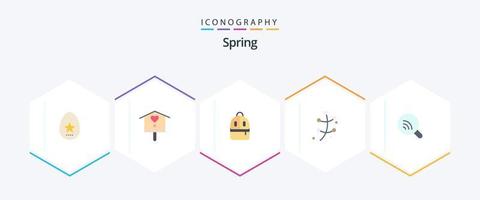 Spring 25 Flat icon pack including research. spring. bag. plant. growth vector