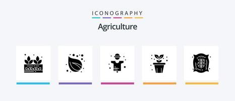 paquete de iconos de glifo 5 de agricultura que incluye agricultura. naturaleza. agricultura. maceta. producción. diseño de iconos creativos vector