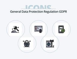 paquete de iconos llenos de línea gdpr 5 diseño de iconos. gdpr legal. seguridad . ley . gdpr vector