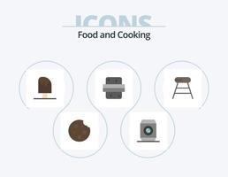paquete de iconos planos de alimentos 5 diseño de iconos. alimento. cena. frío. hamburguesa. hielo vector