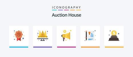 Auction Flat 5 Icon Pack Including donation. seal. advertising. sign. certificate. Creative Icons Design vector