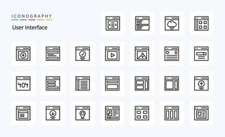 25 User Interface Line icon pack vector