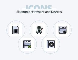 diseño de iconos del paquete de iconos llenos de línea de dispositivos 5. servidor. base de datos. energía. tarjeta SIM. teléfono vector