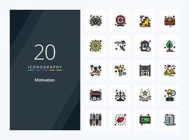 20 Motivation line Filled icon for presentation vector