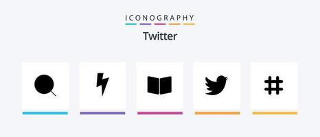 Twitter Glyph 5 Icon Pack Including tweet. follow. book. twitter. network. Creative Icons Design vector