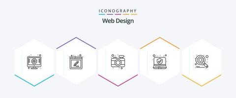 Web Design 25 Line icon pack including scan. magnifier. write. security. computer vector