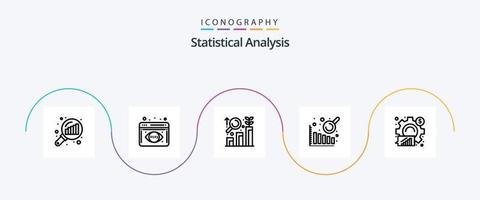 paquete de iconos de la línea 5 de análisis estadístico que incluye estadística. negocio. análisis. analítica. análisis de los datos vector