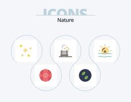 paquete de iconos planos de naturaleza 5 diseño de iconos. clima. sol. noche. naturaleza. naturaleza vector