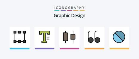 la línea de diseño llenó el paquete de 5 íconos que incluye . palabra. herramienta. escribir. tipo. diseño de iconos creativos vector