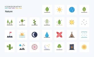 25 Nature Flat color icon pack vector