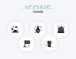 Canadá glyph icon pack 5 diseño de iconos. postre. hoja. aventura. vino. decoración vector