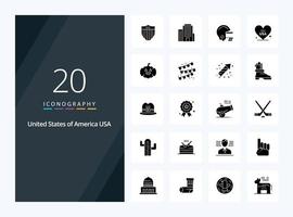 20 Usa Solid Glyph icon for presentation vector