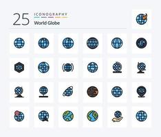 paquete de iconos rellenos de 25 líneas de globo que incluye globo. Internet. globo. globo. mundo vector