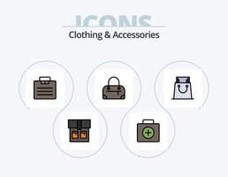 línea de ropa y accesorios llenos de icono paquete 5 diseño de iconos. . . maleta. maleta. primeros auxilios vector