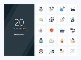 20 Wash Hands Flat Color icon for presentation vector