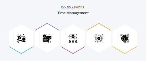 paquete de iconos de 25 glifos de gestión del tiempo que incluye el tiempo. enfocar. mensaje. reloj. tiempo vector