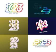 Big Collection of 2023 Happy New Year symbols Cover of business diary for 2023 with wishes vector