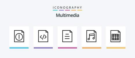 paquete de iconos de línea multimedia 5 que incluye . html texto. documento. diseño de iconos creativos vector