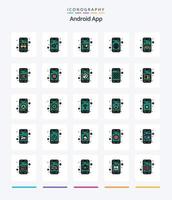 paquete de iconos llenos de 25 líneas de la aplicación creativa de Android, como comprar. móvil. cesta. globo. aplicación vector