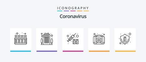 paquete de iconos de la línea 5 de coronavirus, incluidos los infectados. tubos enfermería. prueba. virus. diseño de iconos creativos vector