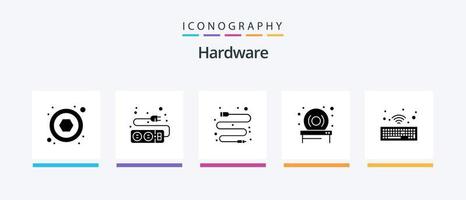 paquete de iconos de glifo 5 de hardware que incluye . inalámbrico. datos. teclado. hardware. diseño de iconos creativos vector