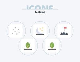 paquete de iconos planos de naturaleza 5 diseño de iconos. . montañas. burbujas bandera. estrellas vector